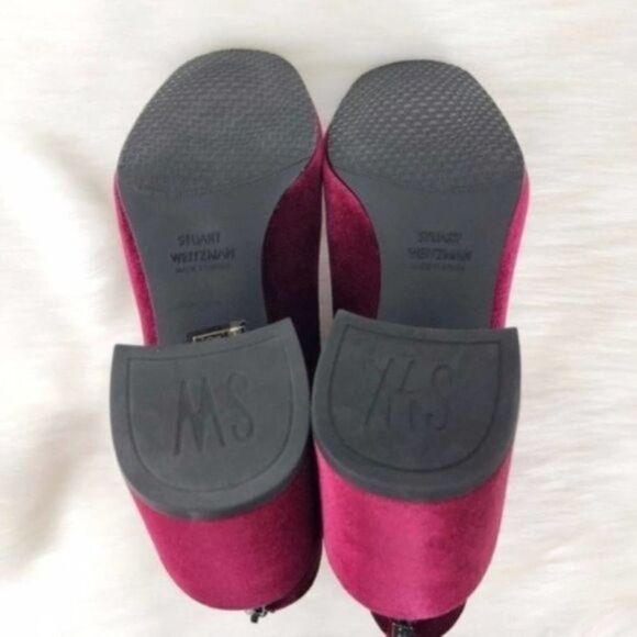 STUART WEITZMAN Bacari Berry Red Velvet Bootie - Picture 6 of 7